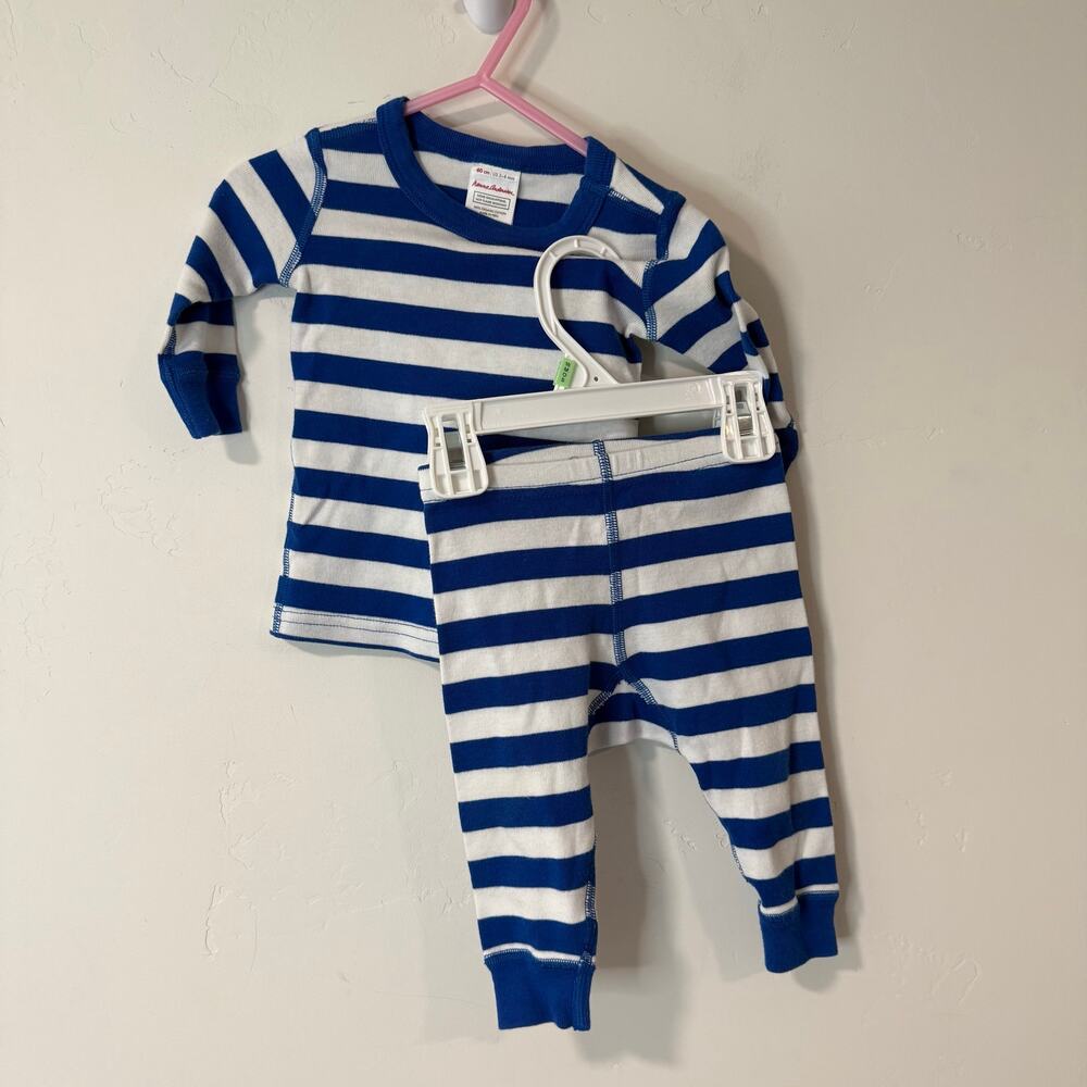 Hanna Adersson Baby Organic Cotton Pajama Set 3-6‎ month Blue White Stripe